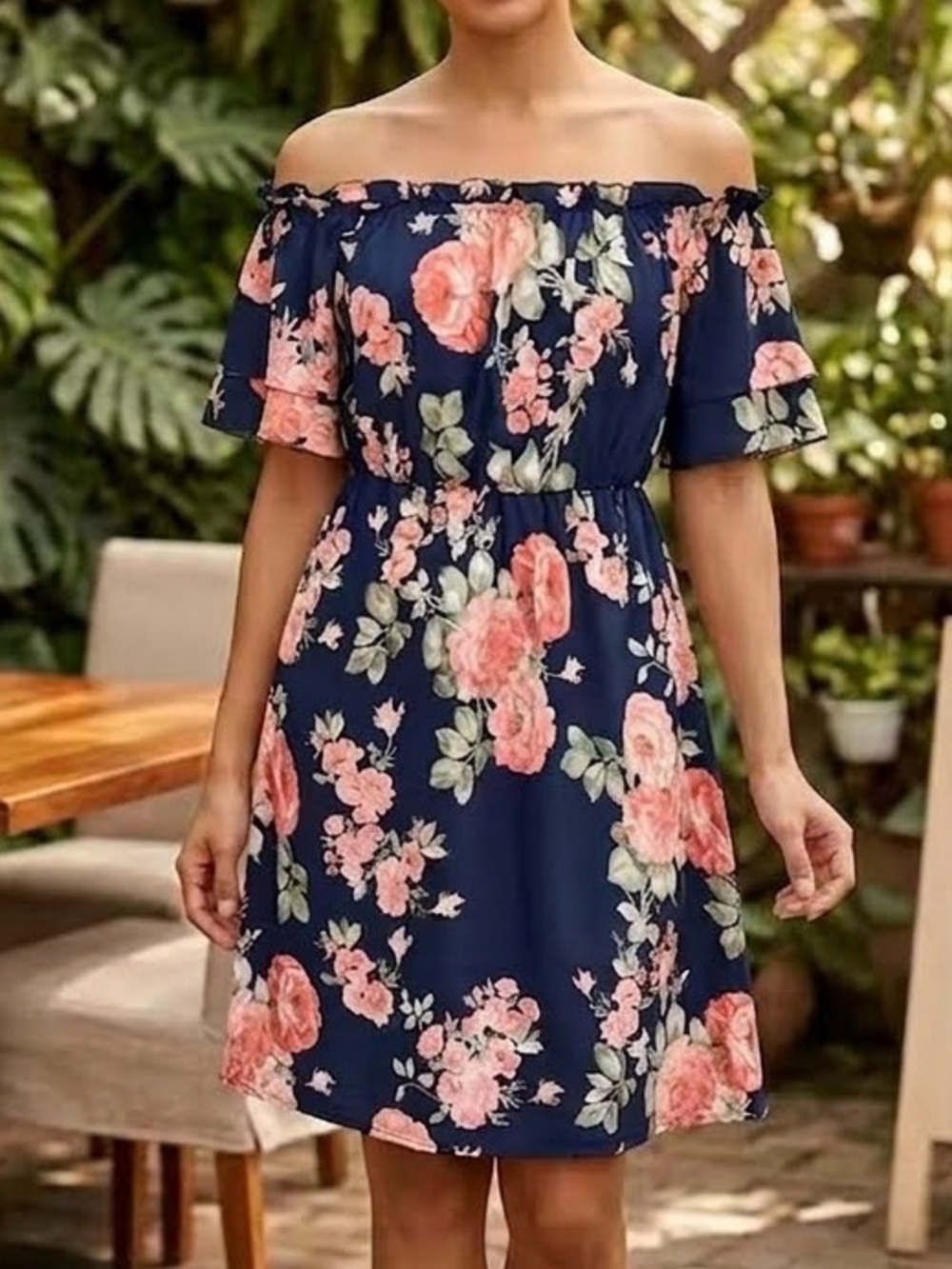 Shein Floral Off The Shoulder Dress